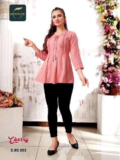 Heritage-cherry-rayon-slub-sequence-embroidery-work- Designer-short-kurti-003